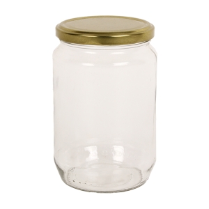 Βάζο αποθήκευσης 720 ml γυάλινο με μεταλλικό καπάκι χρυσό - KESKOR 017318