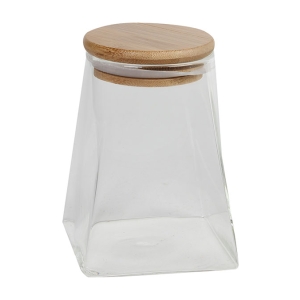 Βάζο αποθήκευσης γυάλινο 550 ml με ξύλινο καπάκι - KESKOR 51146