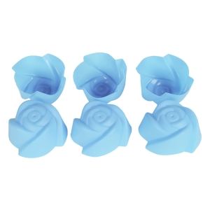 Φορμάκια σιλικόνης Muffin – Cupcake τεμ. 6 Φ7Χ3,5 εκ. Τριαντάφυλλο γαλάζιο - KESKOR 65019-10