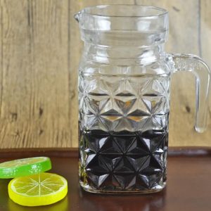 Κανάτα γυάλινη 550 ml 8Χ8Χ15,5 εκ. ανάγλυφη με πλαστικό καπάκι - KESKOR 61314