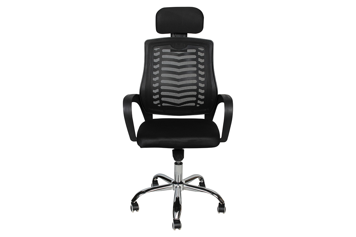 Καρέκλα γραφείου 60Χ52Χ110-120 εκ. με προσκέφαλο, ανάκλιση, μπράτσα και δίχτυ μαύρο - KESKOR 798560