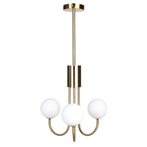 Φωτιστικό κρεμαστό 3 Χ G9 Φ42Χ75 εκ. gold brass με γυάλινες μπάλες - GLOBOBOX BL153-3 GD