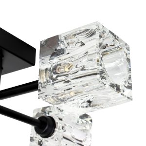 Φωτιστικό οροφής μεταλλικό 4 Χ G9 44Χ44Χ11 εκ. μαύρο με κρύσταλλα - GLOBOBOX BO128/4 BK