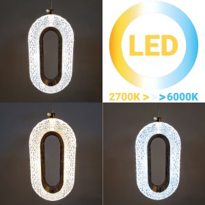 Φωτιστικό κρεμαστό μεταλλικό άνισο LED 27W Φ28 εκ. χρυσό με ακρυλικά - KESKOR 553001