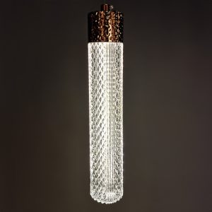 Φωτιστικό κρεμαστό μεταλλικό άνισο LED 39W Φ28 εκ. χρυσό με ακρυλικά - KESKOR 553004