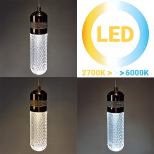 Φωτιστικό κρεμαστό μεταλλικό άνισο LED 24W Φ28 εκ. χρυσό με ακρυλικά - KESKOR 553007