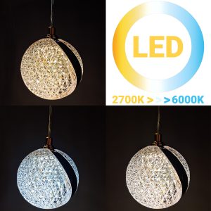 Φωτιστικό κρεμαστό μεταλλικό άνισο LED 24W Φ28 εκ. χρυσό με ακρυλικά - KESKOR 553010