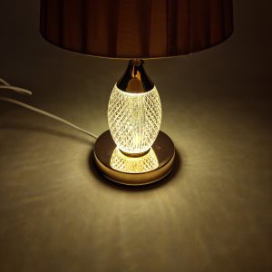Πορτατίφ μεταλλικό Ε27 και LED Φ22Χ36 εκ. χρυσό με γκρι καπέλο και ακρυλικό - KESKOR 805189