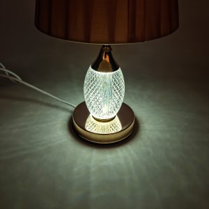 Πορτατίφ μεταλλικό Ε27 και LED Φ22Χ36 εκ. χρυσό με γκρι καπέλο και ακρυλικό - KESKOR 805189