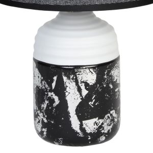 Πορτατίφ κεραμικό Ε14 Φ20Χ32 εκ. μαύρο ασημί λευκό με μαύρο καπέλο - KESKOR 55540-1