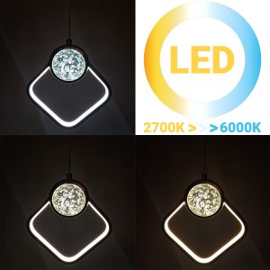 Φωτιστικό κρεμαστό LED 34W 21Χ21Χ7 εκ. Ρόμβος χρυσό με γυάλινη μπάλα - KESKOR 581491