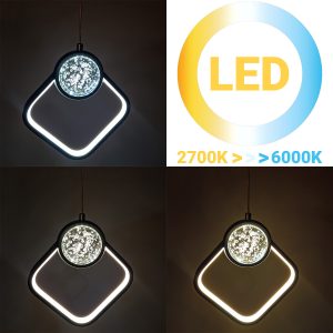 Φωτιστικό κρεμαστό LED 34W 21Χ21Χ7 εκ. Ρόμβος μαύρο με γυάλινη μπάλα - KESKOR 581495