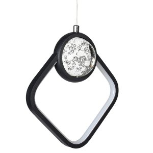 Φωτιστικό κρεμαστό LED 34W 21Χ21Χ7 εκ. Ρόμβος μαύρο με γυάλινη μπάλα - KESKOR 581495