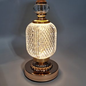 Πορτατίφ - Λάμπα μεταλλική Ε27 Φ28Χ46 εκ. χρυσή με φωτιζόμενο ακρυλικό LED και καπέλο - KESKOR 881330