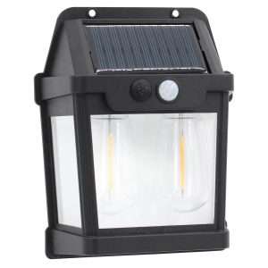 Ηλιακό φωτιστικό τοίχου LED 12,5Χ5Χ15 εκ. IP65 με 2 λάμπες, αισθητήρα κίνησης και φωτοκύτταρο - KESKOR 68350