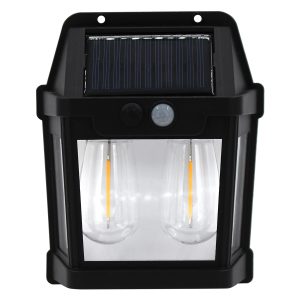 Ηλιακό φωτιστικό τοίχου LED 12,5Χ5Χ15 εκ. IP65 με 2 λάμπες, αισθητήρα κίνησης και φωτοκύτταρο - KESKOR 68350