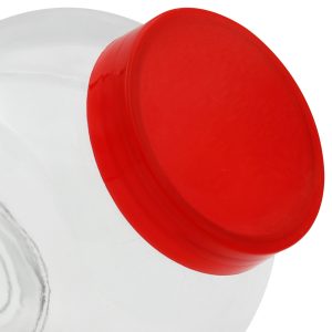 Βάζο αποθήκευσης γυάλινο 1700 ml 15Χ11Χ16 εκ. με πλαστικό καπάκι κόκκινο - KESKOR 65061-3
