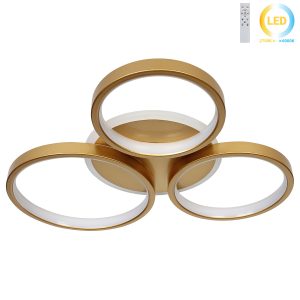Φωτιστικό οροφής LED 75W 42Χ38Χ5,5 εκ. χρυσό με controller - GLOBOBOX 602178