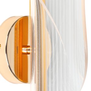 Απλίκα τοίχου μεταλλική χρυσή LED 24W 10Χ11Χ29 εκ. με ακρυλικό - KESKOR 458551