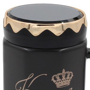 Κούπα κεραμική 320 ml Φ8Χ11,5 εκ. λευκό χρυσό King με καπάκι καθρέπτη - KESKOR 79192-2