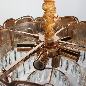 Φωτιστικό κρεμαστό μεταλλικό 7 Χ Ε14 Φ40Χ33 εκ. Champagne Gold με κρύσταλλα - GLOBOBOX 510122