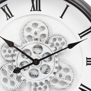Ρολόι τοίχου πλαστικό Φ40Χ7 εκ. Μαύρο Λευκό με μηχανισμό και κίνηση γραναζιών - KESKOR 16012-2