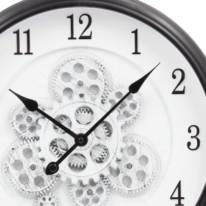 Ρολόι τοίχου πλαστικό Φ40Χ7 εκ. Μαύρο Λευκό με μηχανισμό και κίνηση γραναζιών - KESKOR 1614-2