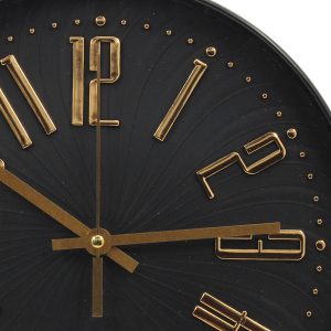 Ρολόι τοίχου πλαστικό Φ30Χ3,5 εκ. Μαύρο Χρυσό - KESKOR 83580