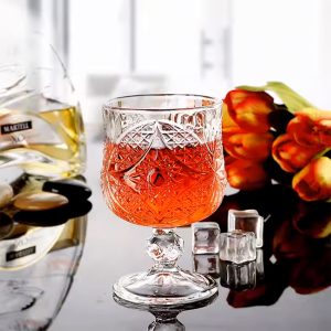 Ποτήρια κρασιού κολωνάτα τεμ. 6 γυάλινα 190 ml Φ7,2Χ11,5 εκ. με ανάγλυφο σχέδιο - KESKOR 61361