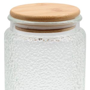 Βάζο αποθήκευσης γυάλινο 950 ml Φ9,5Χ18 εκ. με ξύλινο καπάκι - KESKOR 61373