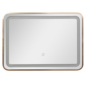 Καθρέπτης τοίχου με φωτισμό LED, Touch και Dimmer με μεταλλική Ροζ Χρυσή κορνίζα - KESKOR 95296