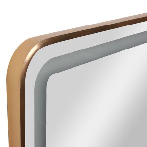 Καθρέπτης τοίχου με φωτισμό LED, Touch και Dimmer με μεταλλική Ροζ Χρυσή κορνίζα - KESKOR 95296