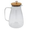 Κανάτα γυάλινη 1600 ml 16Χ12Χ22 εκ. με ανάγλυφο σχέδιο και ξύλινο καπάκι - KESKOR 61388
