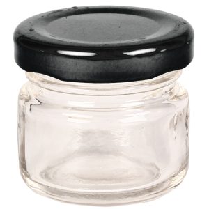 Βάζο αποθήκευσης γυάλινο 30 ml Φ4,3Χ4 εκ. με μεταλλικό μαύρο καπάκι - KESKOR 576003-2