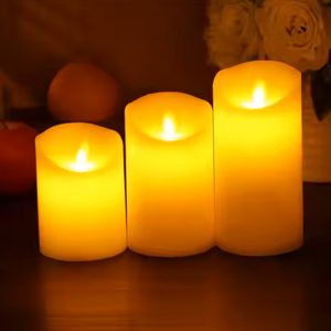 Κερί LED μπαταρίας πλαστικό Φ7,5Χ15 εκ. μπεζ - KESKOR 69302