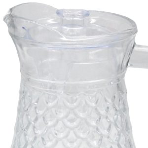 Κανάτα γυάλινη 1400 ml 16Χ13Χ20 εκ. με ανάγλυφο σχέδιο και πλαστικό καπάκι - KESKOR 61383-2