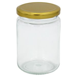 Βάζο αποθήκευσης 360 ml Φ7,2Χ10,8 εκ. γυάλινο με μεταλλικό καπάκι χρυσό - KESKOR 62562