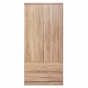 Ντουλάπα δίφυλλη 60Χ42,5Χ180,5 εκ. με 2 συρτάρια Sonoma - HP 12010938